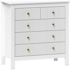 HOMCOM Schlafzimmer Kommode, geriffelte 5 Schublade Kommode mit Gold Tone Griffe für Wohnzimmer, Flur, Eingang, 79 x 39,5 x 81cm