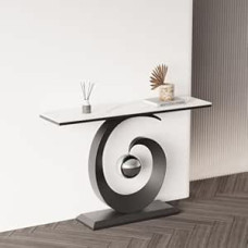 Moderner Rock Panel Konsole Sofatisch mit Metallrahmen, Einfacher Wohnzimmer Beistelltisch für Flur, Foyer, Eingang, Eingang, Eingang, Modern Dekorativ