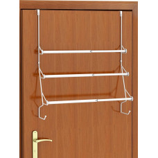 Virš durų rankšluosčių laikiklis, 3 pakopų reguliuojamas vonios rankšluosčių laikiklis su kabliuku, kabantis rankšluosčių laikiklis rankšluosčių saugojimui, baltas