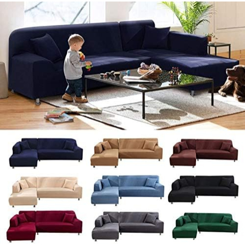 ABUKJM L formos šezlongas Sofa Throw Gyvenamasis kambarys kampinis sofos Slipcover Poliesterio elastinga sofos apsauga