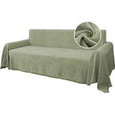 H.VERSAILTEX Baumwoll-Sofabezüge, Couchbezug, Sofa-Schonbezug für die meisten Formsofas, dick gewebt, Jacquard, nahtlos mit Quasten, vielseitig verwendbar, dekorativ für Couch (XX-Large: 231,1 x 340,4