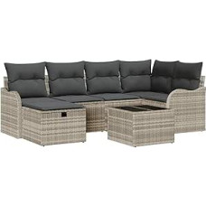 Garten-Sofa-Set mit Kissen 7 pcs Hellgrau 232,5 x 122,5 x 85 cm Modelis3358991