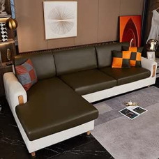 Prabangus PU odos sofos užvalkalas 2 3 4 sėdimoms vietoms Neperšlampamas tempiamas kampinis sėdynės užvalkalas su elastingu sofos ženklu Baldų apsauga naminiams gyvūnėliams vaikams