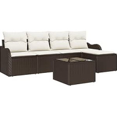 5-teiliges Garten-Sofa-Set mit Kissen Grau Poly-Rattan, 2-Sitzer Garten-Sofa mit Stauraum & Kissen Braun Poly-Rattan Gartenlounge Modelis3354337