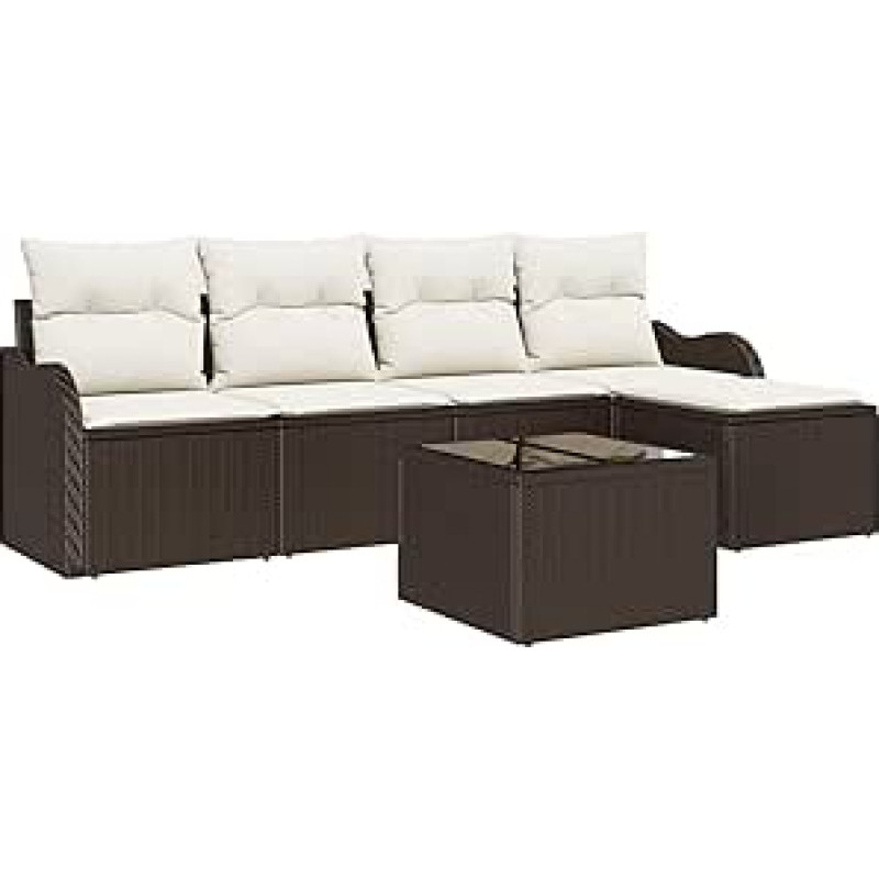 5-teiliges Garten-Sofa-Set mit Kissen Grau Poly-Rattan, 2-Sitzer Garten-Sofa mit Stauraum & Kissen Braun Poly-Rattan Gartenlounge Modelis3354337