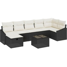 vidaXL Garten-Sofa-Set 8 pcs Schwarz 55 x 62 x 69 cm Poly Rattan, Garten- und Terrassensofa, modular, langlebig, leicht, UV-beständig, für draußen, Lounge-Set, Deck-Sitzmöbel