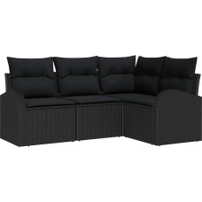 4 dalių sodo sofos komplektas su kilimais Schwarz Poly Rattan Gartenlounge Modelis3346023