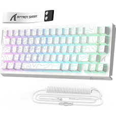 MAMBASNAKE x Attack Shark X68HE mechaninė klaviatūra su greito paleidimo magnetiniu jungikliu, 0,01 mm reguliuojamas suveikimas, laidinė 60% žaidimų klaviatūra su susukamu kabeliu, 8KHz, SOCD (balti kontūrai)