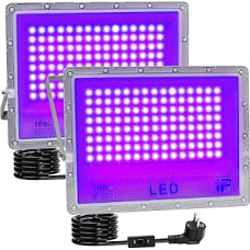Black Light Spotlight, 100 W Black Light, LED Black Light Lamp with Plug, 395-405 nm, IP65 Waterproof UV Floodlight