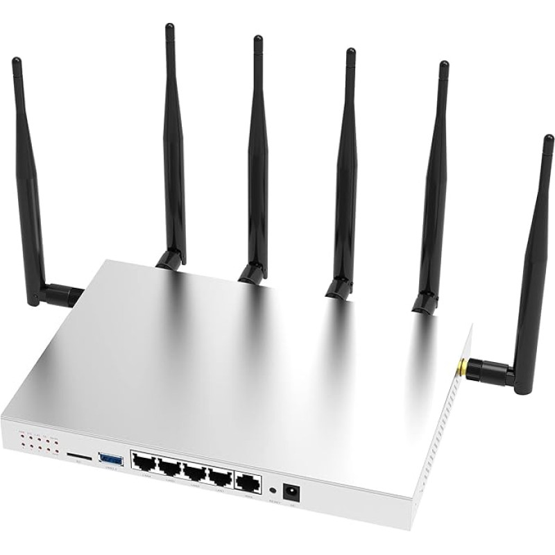 (WG3526) 4G LTE maršrutizatorius AC1200 Dual Band Cat 6 Gigabit WiFi 4G belaidis maršrutizatorius su pramoniniu metaliniu korpusu / nuimamos išorinės 6 x 5 dBi antenos / SIM kortelės lizdas Neblokuotas USB 3.0 prievadas