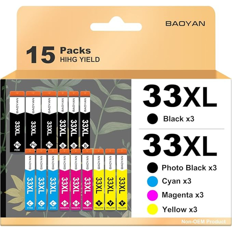 33XL suderinamos spausdintuvų kasetės, pakeičiančios 