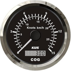 KUS Universal GPS Speedometer 15 Knots 28km/h Speedometer Boat Yacht 85mm Backlight Black 9-32V