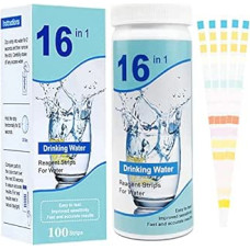 16 in 1 Water Tester Drinking Water Pack of 100 Water Hardness Test Strips Drinking Water Test Strips Water Tester Tap Water for Total Hardness Free Chlorine Iron Copper Lead Nitrate Content and More