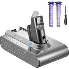 DTK atsarginė baterija Dyson V6 Baterija suderinama su Dyson V6 Animal/Absolute/Fluffy/Motorhead/Trigger SV03 SV04 SV05 SV06 SV07 SV09 DC58 DC59 DC61 DC62 DC72 DC74 su 2 filtrais