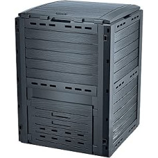 Spetebo Plastic Composter 81 x 61 cm Anthracite - 280 Litres - Composter with Lid and Emptying Hatch - Garden Waste Organic Rubbish Compost Container