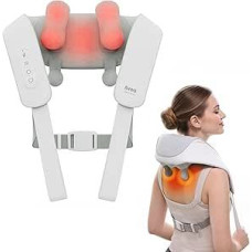 Cordless Shiatsu Neck and Back Massager with Heat, 10 Minutes x 12 Applications, 3 Massage Modes & 2 Intensity Levels, 3D Kneading Deep Tissue for Pain Relief, Voice Prompt & Intelligent