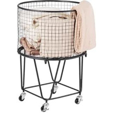 VEVOR skalbinių vežimėlis Apvalus skalbinių krepšys su 360° besisukančiais ratais, 40 l, 27 kg talpa, anglinio plieno pirkinių krepšys skalbiniams, skirtas skalbti, apsipirkti, stovyklauti, maistui, bagažui, skalbinių rūšiuotuvui, skalbinių krepšeliui