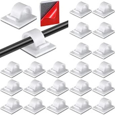 Namalu Pack of 240 Outdoor Cable Clips, Self-Adhesive Light Clips, Wire Organiser Holder, R Shape Cable Management Clips for Christmas, Table, Wall, Light Strips, Fairy Lights, Decoration (White, S)