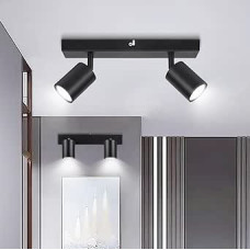 2 LED lubų prožektorių pakuotė, juoda, lubų šviestuvas, 2 lemputės, pasukamas, GU10 virtuvės šviestuvas, lubų šviestuvas, prožektorius, modernus lubų prožektorius, skirtas virtuvei, svetainei, lemputė neįdėta