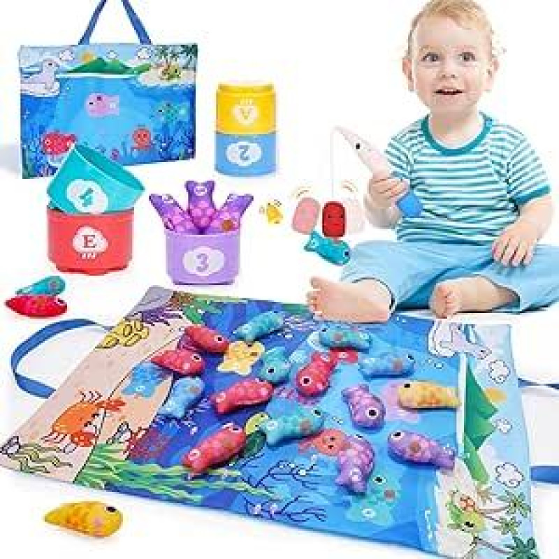 Montessori žaislas nuo 2 3 4 metų, Žuvų žvejybos žaidimas 2 3 4 metai Vaikų žaislas Kūdikių žaislas nuo 1 metų