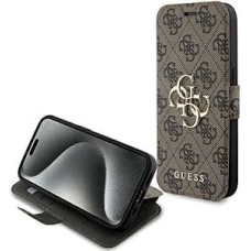 Guess GUBKP15X4GMGBR Case for iPhone 15 Pro Max 6.7 Inch Brown Book 4G Metal Logo