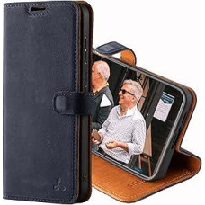 Snakehive Leather Case for Galaxy A55 - Genuine Leather Mobile Phone Case with Stand Function and Card Slots - Handmade in EU (Blue)