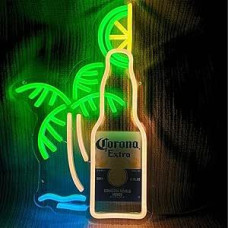 Corona Extra Beer Palm Tree UV Print Neon Sign for Man Cave Bedroom Room Lights Neon Light Up Signs Decorations Birthday Party