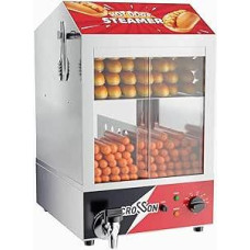 CROSSON karštų šunų keptuvė, 42 l, 2 lygių karštų šunų keptuvė, 175 karštų šunų ir 50 bandelių talpos bandelių šildytuvas su matomomis stumdomomis grūdinto stiklo durelėmis