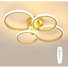 DELIPOP LED lubų šviestuvas, reguliuojamas, 56 W 6300 LM lubų šviestuvas, apvalus, modernus svetainės kambario šviestuvas su nuotolinio valdymo pulteliu, 3000 K - 6500 K, skirtas miegamajam, svetainei, valgomajam (auksinis)