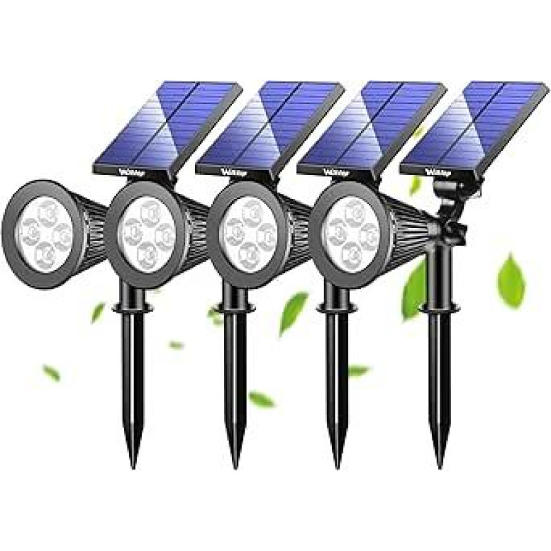 LED saulės prožektoriai, LED sodo žibintai, šiltos baltos spalvos prožektorius, 1 vnt./4 vnt., 3-ioji versija, itin ryškus