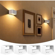 NIORSUN Wall Light Indoor Battery with Motion Sensor, Wall Lamp Battery with Remote Control, 3 Colours Rechargeable LED Wall Lamp, Battery Operated, 5000 mAh Wall Light for Bedroom, Living Room, White