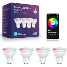 LED Smart Light Bulb GU10, WLAN LED Lamp RGBWW Dimmable with 16 Million DIY Colours, 420 LM, Smart Home Alexa Accessories, Voice Control Works with Alexa, Google Assistant, Pack of 4