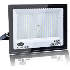 LED lauko prožektorius 200 W, 2 m kabelis 6500 K Cool White 20000 LM LED prožektorius, lauko prožektorius, IP66 atsparus vandeniui, skirtas sodams, terasoms, kiemams, balkonams, parkams, garažams, gamykloms