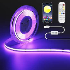 OULARA RGB COB LED juosta, USB 5V 3M 1800LEDs Farbwechsel LED Streifen Lichter Multicolor Flexible Band Licht mit Bluetooth App Steuerung für TV, Schlafzimmer, Party, DIY Dekoration