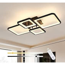 DELIPOP modernus LED lubų šviestuvas, 54 W juodas lubų šviestuvas su nuotolinio valdymo pulteliu, skirtas miegamajam, valgomajam, svetainei, studijai, valgomajam, biurui, virtuvei