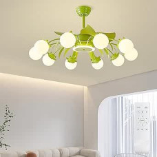 Depuley Green Chandelier with Fan: 39 Inch Chandelier Ceiling Fan with 10 Light and Remote Control for Dining Room Living Room - Modem LED Fan 3 Colours Light - Chandelier for Large Master Room