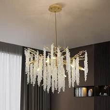 Krištolo šviestuvas modernus, pakabinamas šviestuvas aukso prabangios šakos formos, apvalus krištolo pakabinamas šviestuvas G9 pakabinamas šviestuvas, skirtas pakabinamam šviestuvui, valgomajam, virtuvei, svetainei, miegamajam, prieškambariui, šviesai