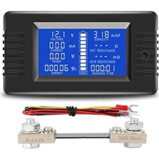 Batterietester PZEM-015 DC Spannung Strom Leistung Kapazität Interner Widerstandsmesser für Automobil-Solaranlagen mit 360° drehbarem LCD-Display und Shunt-Optionen