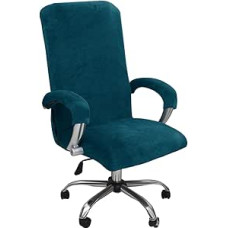 Aksominis pliušinis biuro kėdės užvalkalas su porankiu, paprastas, elastinis biuro kėdės užvalkalas, elastingas kėdės užvalkalas, Spandeksas, biuro kompiuterio kėdės užvalkalas, nuimamas kėdės užvalkalas, tamsiai mėlynas, XL