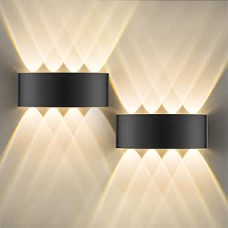 Pack of 2 LED Wall Light Indoor IP65, 8 W Wall Lamp Up Down with 8 Light Sources, 3000 K Warm White Outdoor Wall Light Made of Aluminium, LED Wall Lighting for Living Room, Bedroom, Staircase