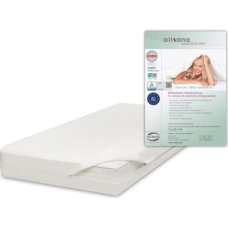 Allsana Allergy Sufferers Mattress Cover 90 x 200 x 24 cm | Allergy Bed Linen | Anti Mite Encasing | Apsauga nuo erkių sergantiems namų dulkių alergija | Tarpinis čiužinio užvalkalas | TÜV Tested