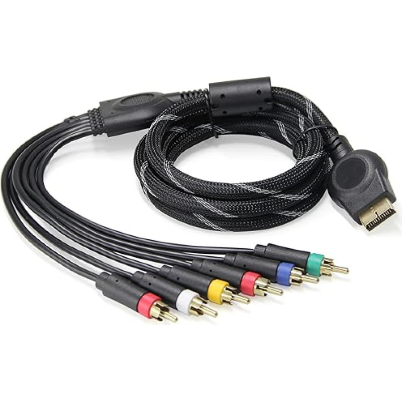 2 in 1 YPbPr komponentinis AV kabelis PS2/PS3 (6 pėdos), 5 RCA YPbPr komponentinis + RCA vaizdo garso kabelis, suderinamas su PS2, PS3