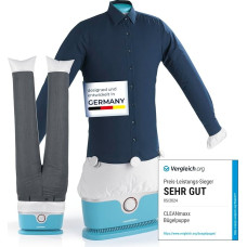 CLEANmaxx Automatic Shirt Iron, Including Trouser Attachment, for Shirts, Blouses and Trousers, Gentler Than Tumble Drying and Ironing, Drying and Wrinkle-Free in Minutes, Light Blue