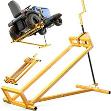 VOUNOT Rasenmäherheber, Rasenmäher Jack, Teleskop Garten Rasenmäher Lifter, Hebevorrichtung 400KG für Mäher-Traktor, Teleskopversion für 30% Speichereinsparung, Gelb