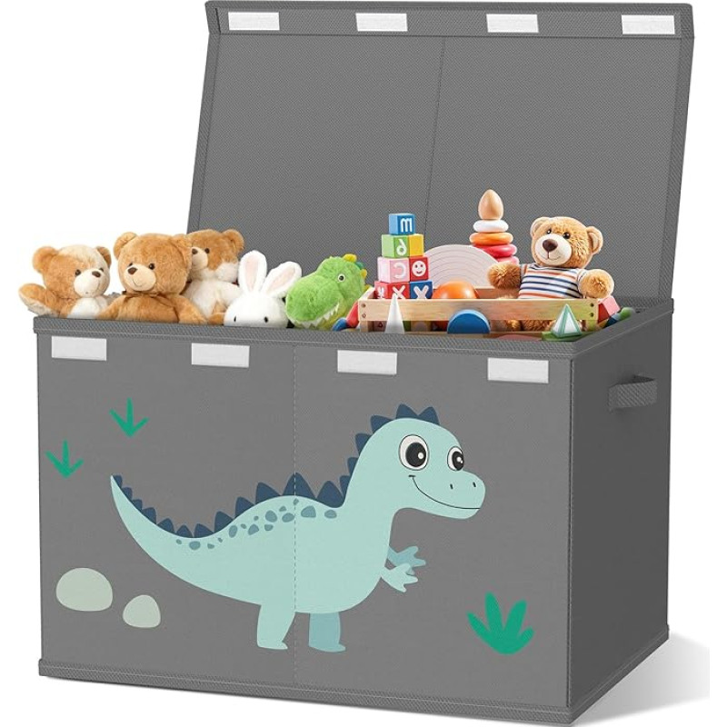 VERONLY Žaislų dėžė Dėžutė su dangčiu Vaikų kambarys 83 L Sulankstoma didelė žaislų laikymo dėžė vaikams su rankenomis mergaitėms Vaikų kambarys Knygos Miegamasis (Dinozaurų raštas)