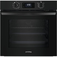 Privileg PBA285HR0K Built-in Oven A plus 71 Litres Hydrolysis Cleaning Function Hot Air Oven with 11 Functions Turn and Go Black Glass