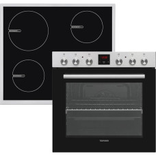 Telefunken Built-in Cooker Set, Electric Hob Combination, with Induction Hob (4 Zones), Oven with Upper Lower Heat and Convection, Telescopic Extension, 78 Litres, 60 cm, Cooker Set B-HS-75-I-I