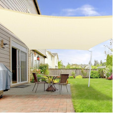 LOVE STORY Awning 2 x 4 m with Mounting Set, Rectangular Cream Sun Protection, HDPE Fabric, Breathable, Water Permeable, 95% UV Protection for Outdoor Use, Patio, Balcony, Garden