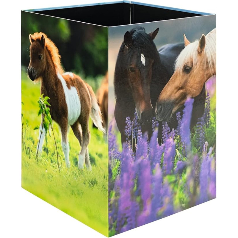 HERMA 19741 Arklio dizaino šiukšliadėžė, 15 litrų, sulankstoma, tvirto kartono, plona šiukšliadėžė mergaitėms ir berniukams, stačiakampio formos šiukšliadėžė vaikų kambariui, miegamajam, kabinetui, biurui