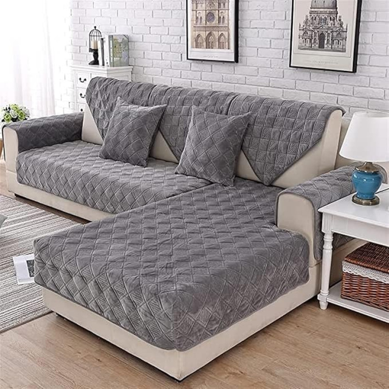 uyeoco Velvet Sofa Cover Corner Sofa L formos sofos dangtelis Sofa Cover Sofa/Couch Throw Blanket Corner Couch 3/2 Seater Sofa Protection Slipcover Sofa Protector Sofa dangteliai Neslystantis šuo katė (spalva: #17,